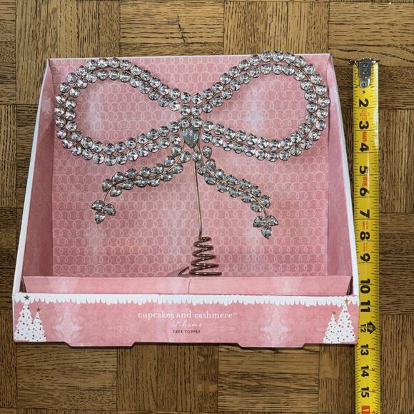 Cupcakes and Cashmere Large Bow Christmas Tree Topper Bling Rhinestone NEW - Picture 6 of 6